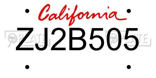 ZJ2B505 California License Plate