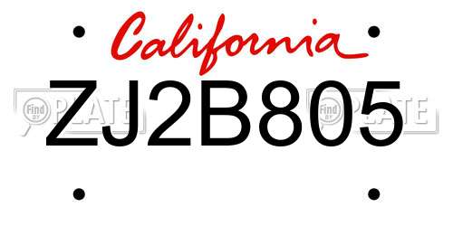 ZJ2B805 California License Plate