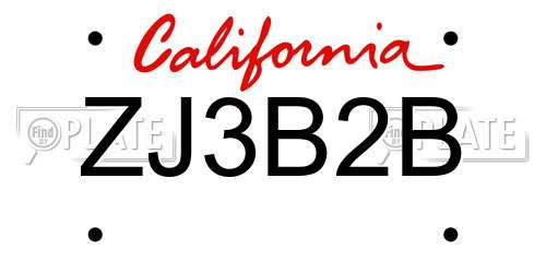 ZJ3B2B California License Plate