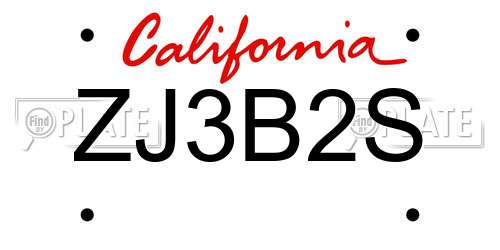 ZJ3B2S California License Plate