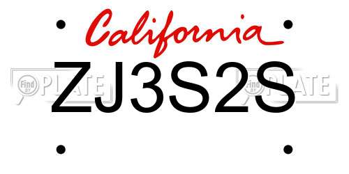 ZJ3S2S California License Plate