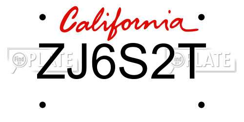 ZJ6S2T California License Plate