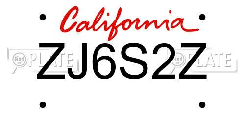 ZJ6S2Z California License Plate