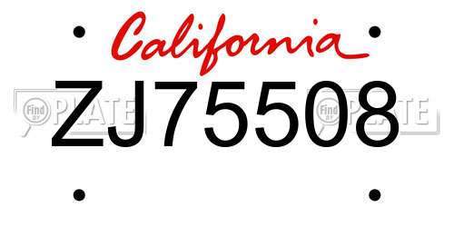 ZJ75508 California License Plate