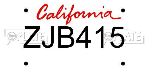 ZJB415 California License Plate