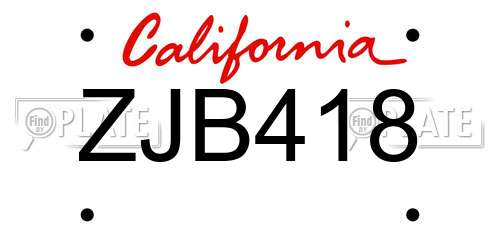 ZJB418 California License Plate