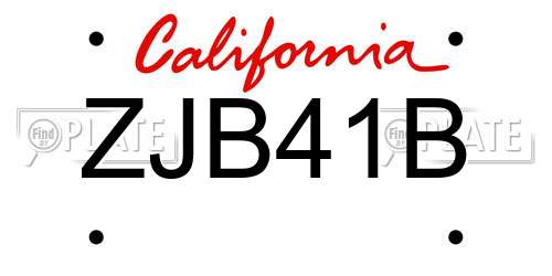 ZJB41B California License Plate