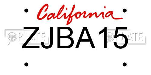 ZJBA15 California License Plate
