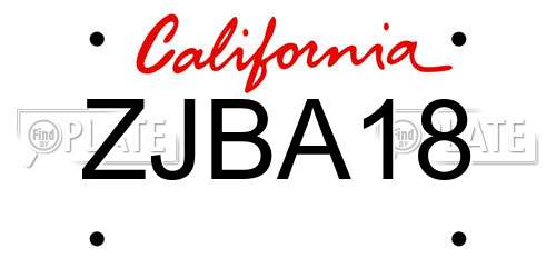 ZJBA18 California License Plate