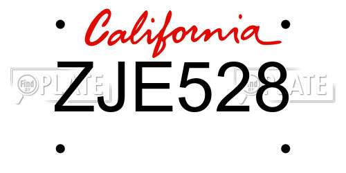 ZJE528 California License Plate