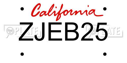 ZJEB25 California License Plate