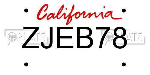 ZJEB78 California License Plate