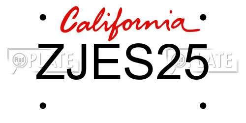 ZJES25 California License Plate