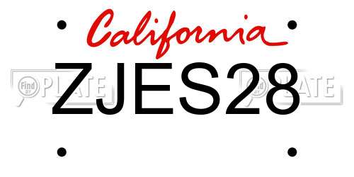 ZJES28 California License Plate