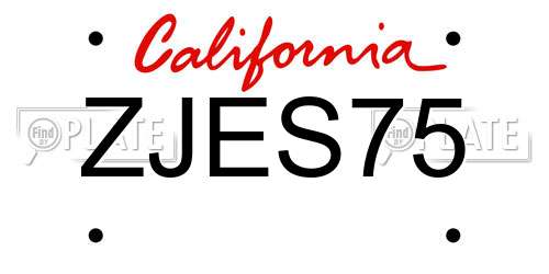 ZJES75 California License Plate