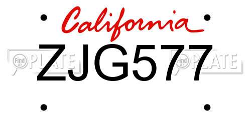 ZJG577 California License Plate