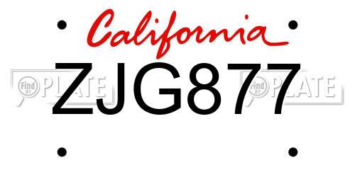 ZJG877 California License Plate