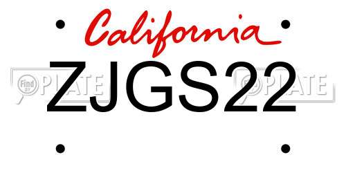 ZJGS22 California License Plate