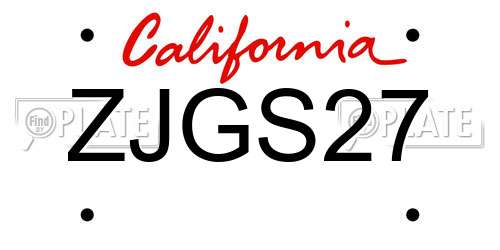 ZJGS27 California License Plate