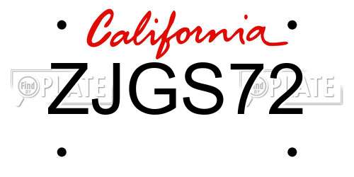 ZJGS72 California License Plate