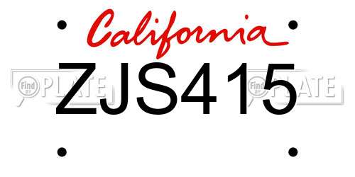ZJS415 California License Plate