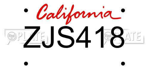 ZJS418 California License Plate