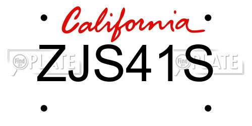ZJS41S California License Plate