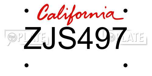 ZJS497 California License Plate