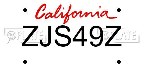 ZJS49Z California License Plate