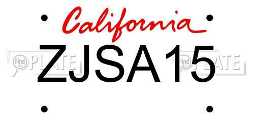 ZJSA15 California License Plate