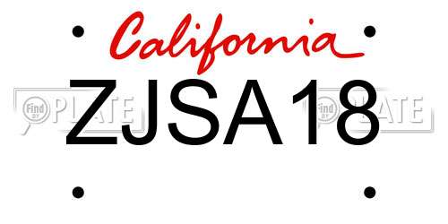 ZJSA18 California License Plate