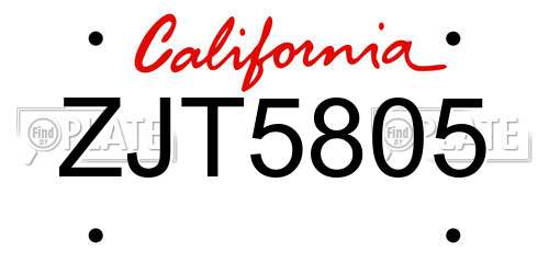 ZJT5805 California License Plate