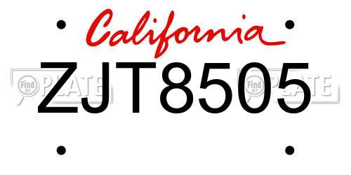 ZJT8505 California License Plate