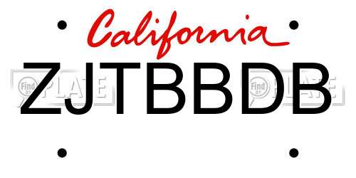 ZJTBBDB California License Plate