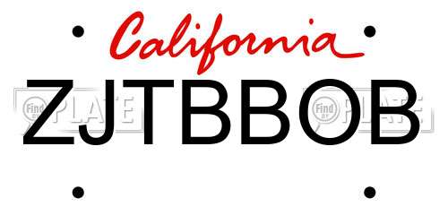 ZJTBBOB California License Plate
