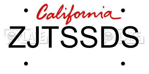 ZJTSSDS California License Plate