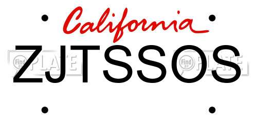 ZJTSSOS California License Plate