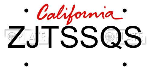 ZJTSSQS California License Plate