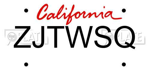 ZJTWSQ California License Plate