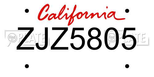 ZJZ5805 California License Plate
