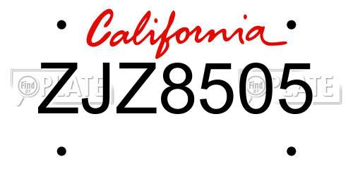 ZJZ8505 California License Plate