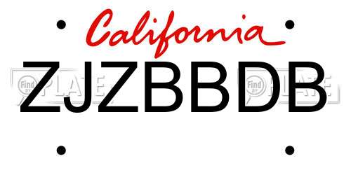 ZJZBBDB California License Plate