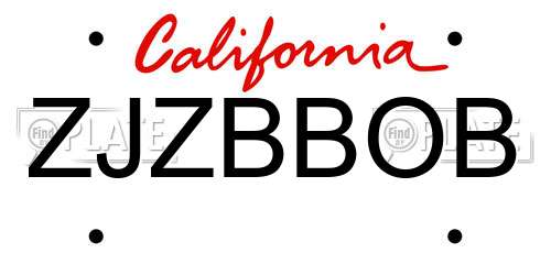 ZJZBBOB California License Plate