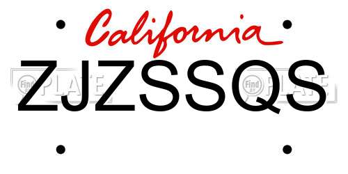 ZJZSSQS California License Plate