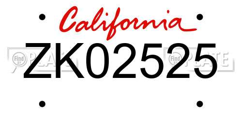ZK02525 California License Plate