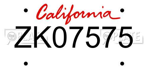 ZK07575 California License Plate