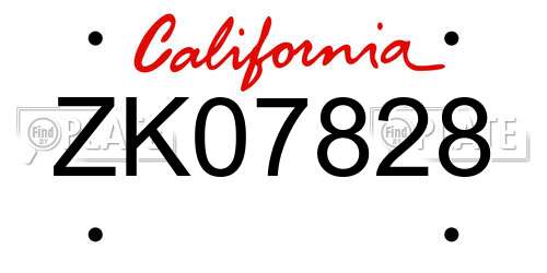 ZK07828 California License Plate