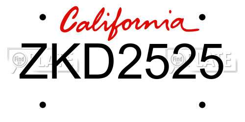 ZKD2525 California License Plate