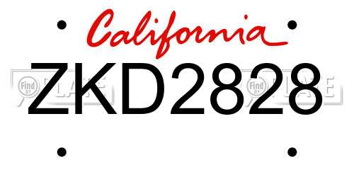 ZKD2828 California License Plate