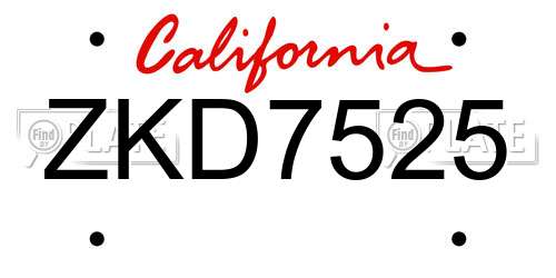 ZKD7525 California License Plate